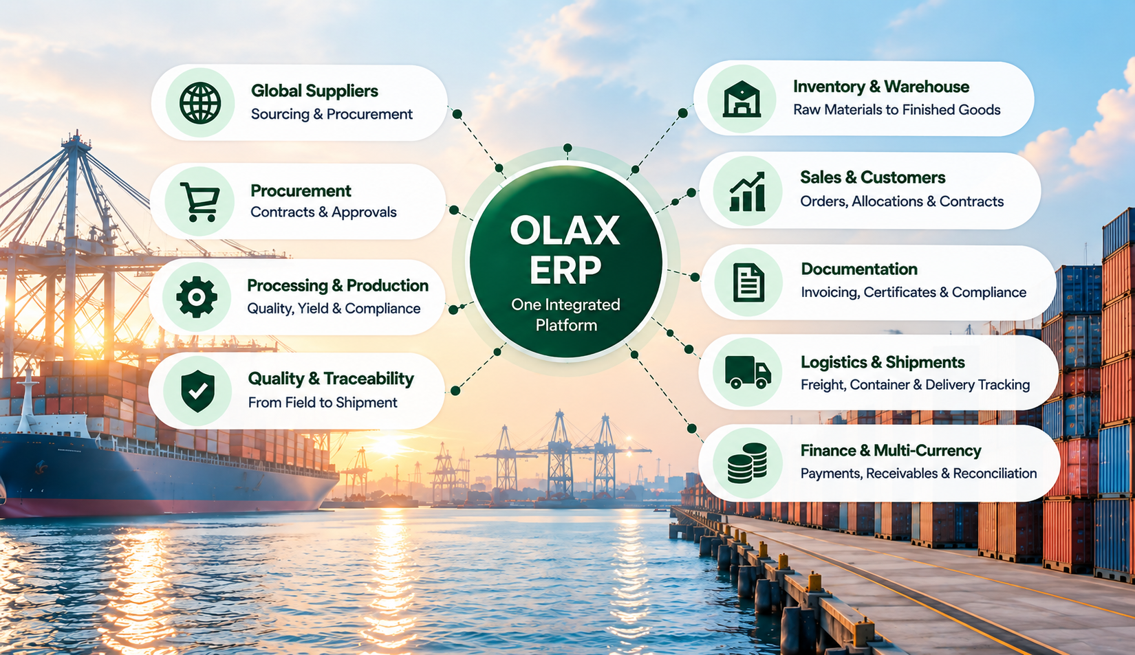 OLAX integrated export processing platform